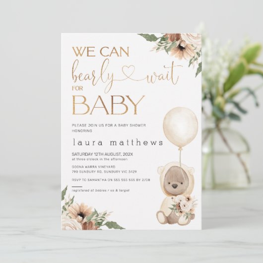 Floral Boho we kunnen het Baby shower afwachten Kaart (Staand voorkant)
