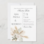 Floral Boho Wedding invitation Invitación Kaart (Voorkant)