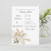 Floral Boho Wedding invitation Invitación Kaart (Staand voorkant)