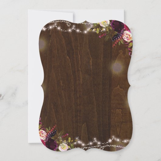 Floral Boho Wedding Invitation Rustic Antler Kaart (Achterkant)