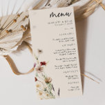 Floral Boho Wedding Menu<br><div class="desc">Floral Boho Wedding Menu. Dit stijlvolle en elegante trouwmenu bevat prachtige handbeschilderde waterverf wildbloemen die zijn gerangschikt als een mooie bouquet die perfect is voor lente-,  zomer- of valbruiloften. Vind overeenkomende objecten in het Boho Wildflower Wedding Collectie.</div>