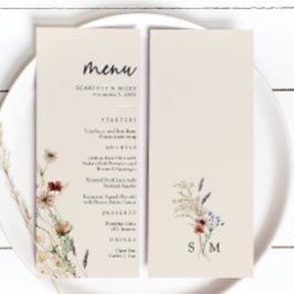 Floral Boho Wedding Menu