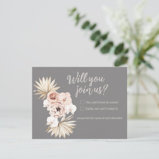 Floral Boho Wedding Response Briefkaart (Staand voorkant)