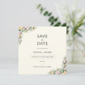 Floral boho wedding save the date (Staand voorkant)