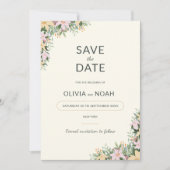 Floral boho wedding save the date (Voorkant)