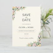 Floral boho wedding save the date (Staand voorkant)