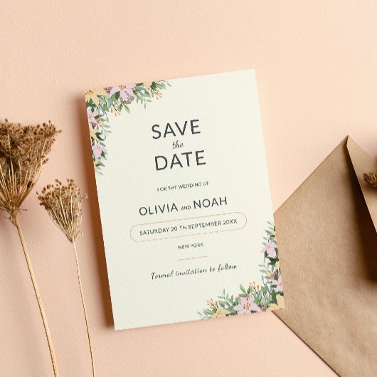 Floral boho wedding save the date