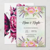 Floral Boho Wedding Uitnodiging (Voorkant / Achterkant)