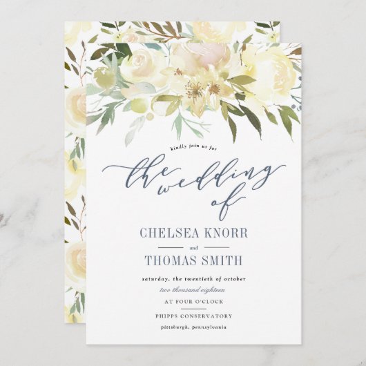 Floral Boho Wedding Uitnodiging (Voorkant / Achterkant)