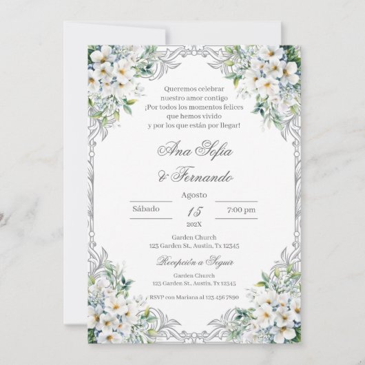 Floral Boho Wedding Uitnodiging (Voorkant)