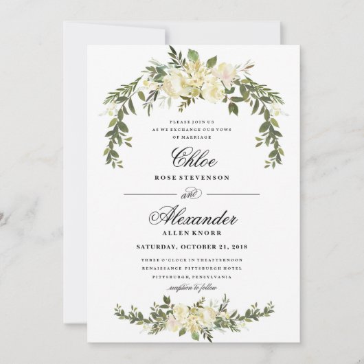 Floral Boho Wedding Uitnodiging (Voorkant)