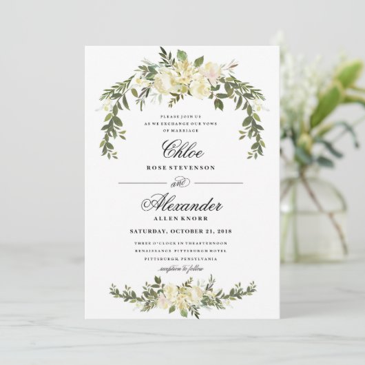 Floral Boho Wedding Uitnodiging (Staand voorkant)