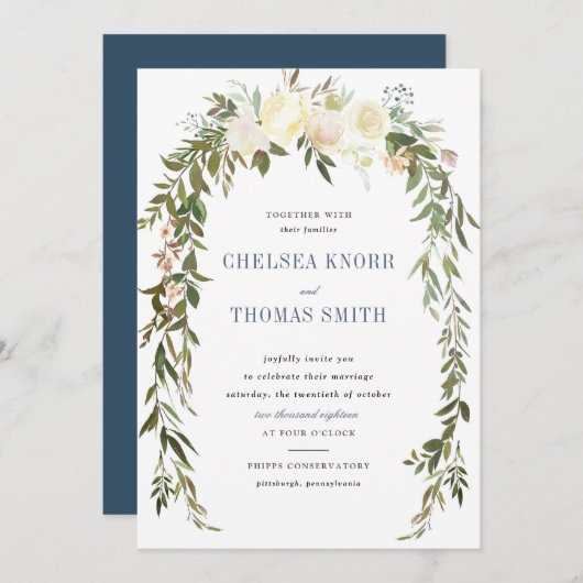 Floral Boho Wedding Uitnodiging (Voorkant / Achterkant)