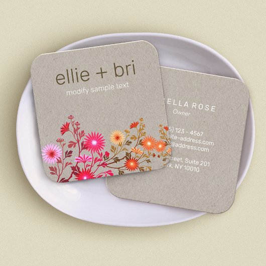 Floral Boho Wildbloemen Kraft Visitekaartje