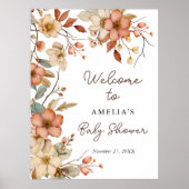 Floral Boho Wildflower Baby shower Welkom Poster (Voorkant)