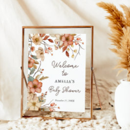 Floral Boho Wildflower Baby shower Welkom Poster