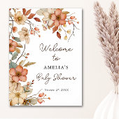 Floral Boho Wildflower Baby shower Welkom Poster