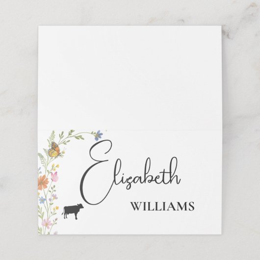 Floral Boho Wildflower Beef Menu Trouwnaam Kaart (Buitenkant ongevouwen)
