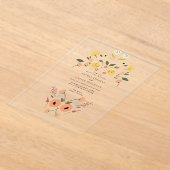 Floral Boho Wildflower bruiloft Acryl Uitnodigingen (Laagn)