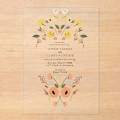 Floral Boho Wildflower bruiloft Acryl Uitnodigingen (Voorkant)