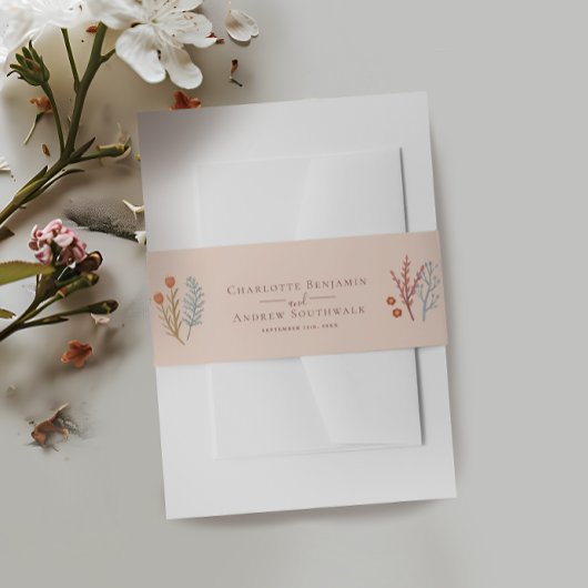 Floral Boho Wildflower bruiloft Uitnodigingen Wikkel
