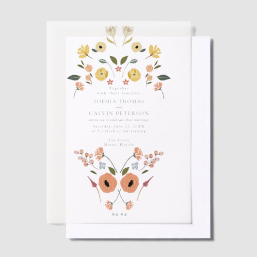 Floral Boho Wildflower bruiloft Vellum Uitnodigingen (Offset)