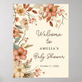 Floral Boho Wildflower Ivoor Baby shower Welkom Poster (Voorkant)