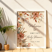 Floral Boho Wildflower Ivoor Baby shower Welkom Poster