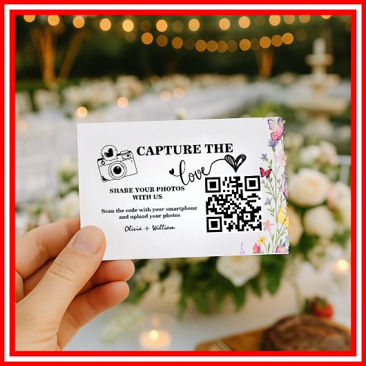 Floral Boho Wildflower QR Code Huwelijk RSVP Informatiekaartje