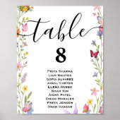 Floral Boho Wildflower Trouwtafel Zitting Grafiek Poster (Voorkant)