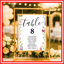 Floral Boho Wildflower Trouwtafel Zitting Grafiek Poster