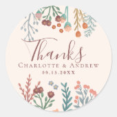 Floral Boho Wildflower Wedding Favoriet Ronde Sticker (Voorkant)