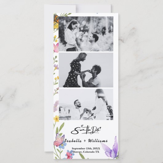 Floral Boho Wildflower Wedding QR Bewaar de datum (Achterkant)