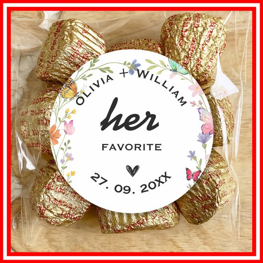 Floral Boho Wildflowers Haar favoriet Zijn favorie Ronde Sticker