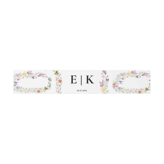 Floral Boho Wildflowers Modern Monogram Huwelijk Uitnodigingen Wikkel (Vlak)