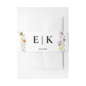 Floral Boho Wildflowers Modern Monogram Huwelijk Uitnodigingen Wikkel (Voorkant Voorbeeld)