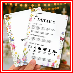Floral Boho Wildflowers Orde van de Dag Huwelijk Kaart