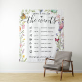 Floral Boho Wildflowers Orde van Evenementen Trouw Wandkleed (In situ)