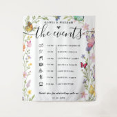 Floral Boho Wildflowers Orde van Evenementen Trouw Wandkleed (Voorkant)