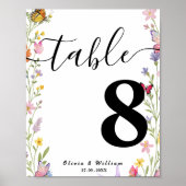 Floral Boho Wildflowers Trouwtafel Nummer Poster (Voorkant)