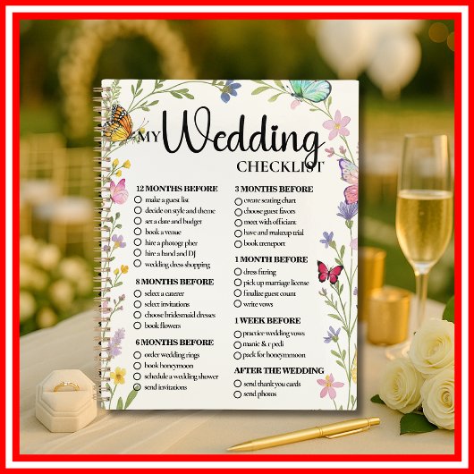 Floral Boho Wildflowers Wedding Checklist Planner