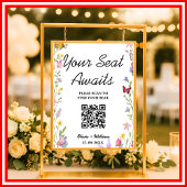Floral Boho Wildflowers Wedding Seating Chart QR Poster