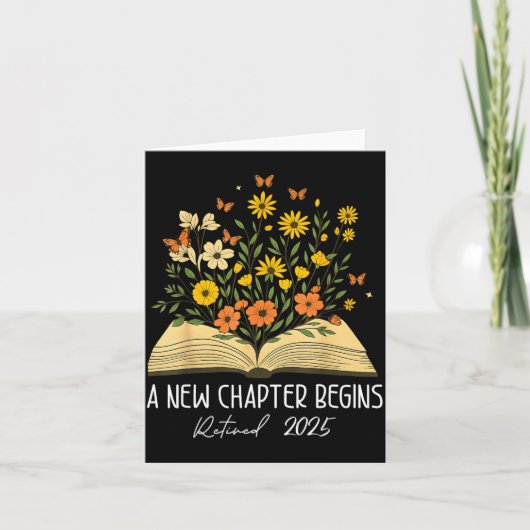 Floral Book A New Chapter Begins Retired Retiremen Kaart (Voorkant)
