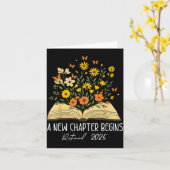 Floral Book A New Chapter Begins Retired Retiremen Kaart (Gele Bloem)