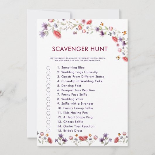 Floral Book Bridal Shower Scavenger Hunt Game  (Voorkant)