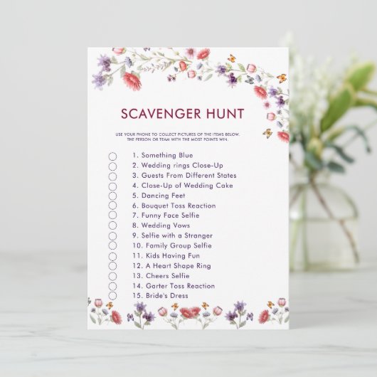 Floral Book Bridal Shower Scavenger Hunt Game  (Staand voorkant)