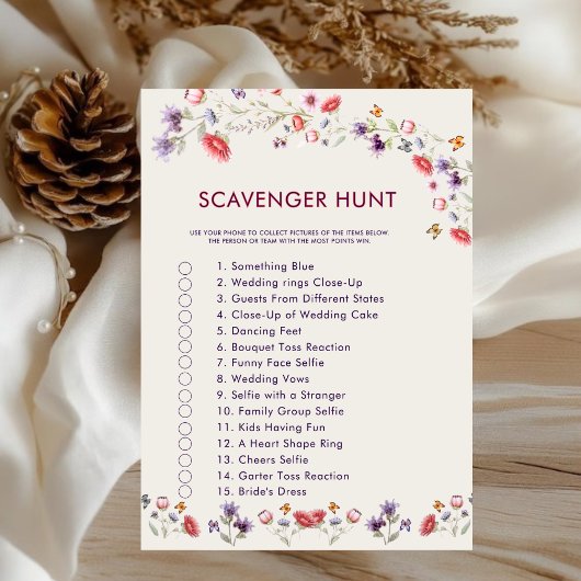 Floral Book Bridal Shower Scavenger Hunt Game 
