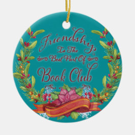 Floral Book Club Friendship Kerstfeestdag Keramisch Ornament
