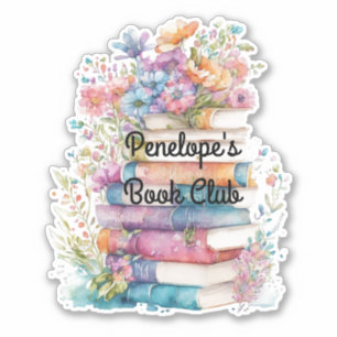 Floral Book Club op maat gesneden vinyl Sticker