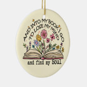 Floral Book Lover Keramisch Ornament (Rechts)